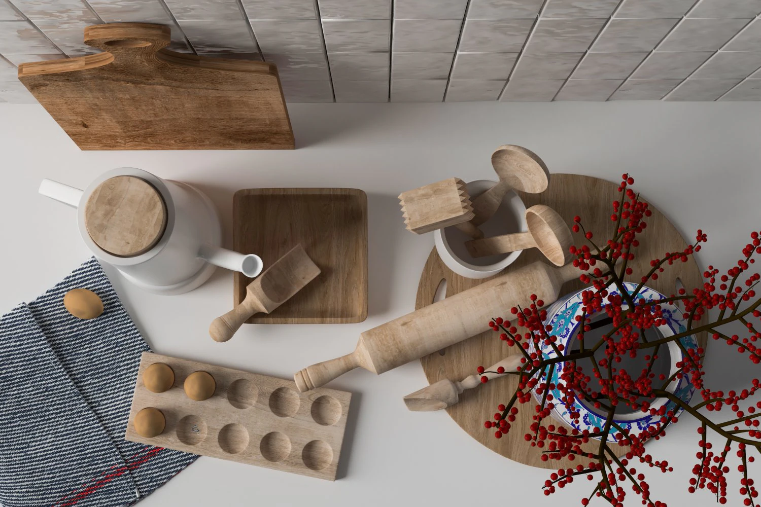 kitchen utensil egg tray towel spoon roller scoop tray 3D Model .c4d .max .obj .3ds .fbx .stl .blend 