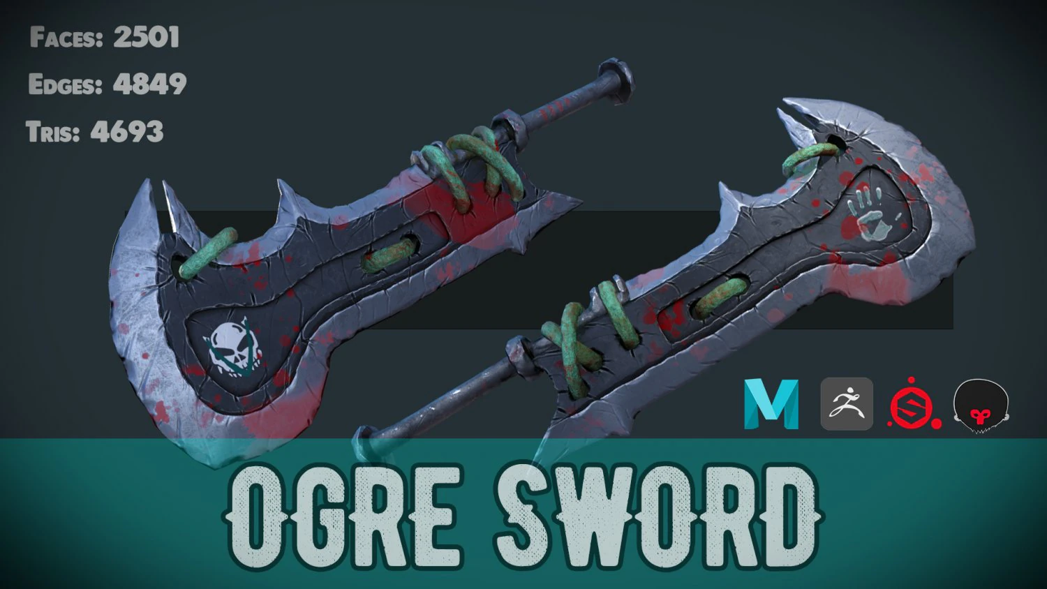 stylized ogre sword 3D Model .c4d .max .obj .3ds .fbx .stl .blend