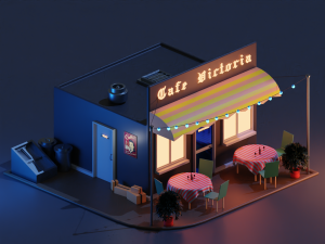 evening cafe 3D 모델