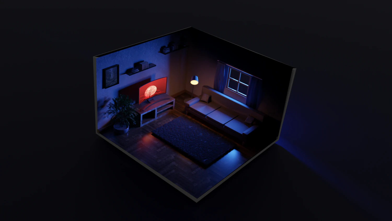 isometric living room 3D Model .c4d .max .obj .3ds .fbx .stl .blend 