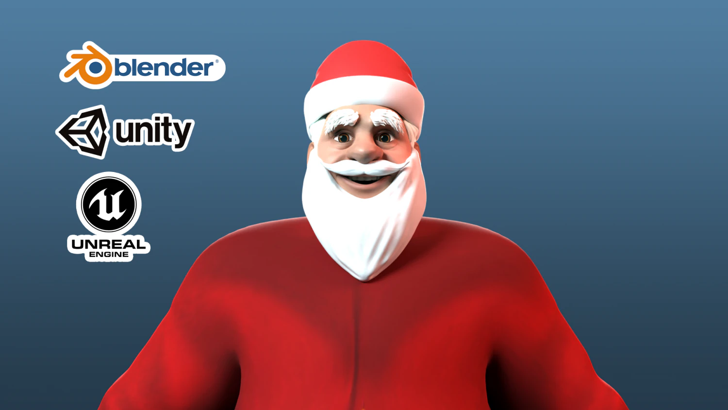 Cartoon Santa Claus Low-poly 3D Model .c4d .max .obj .3ds .fbx .stl .blend