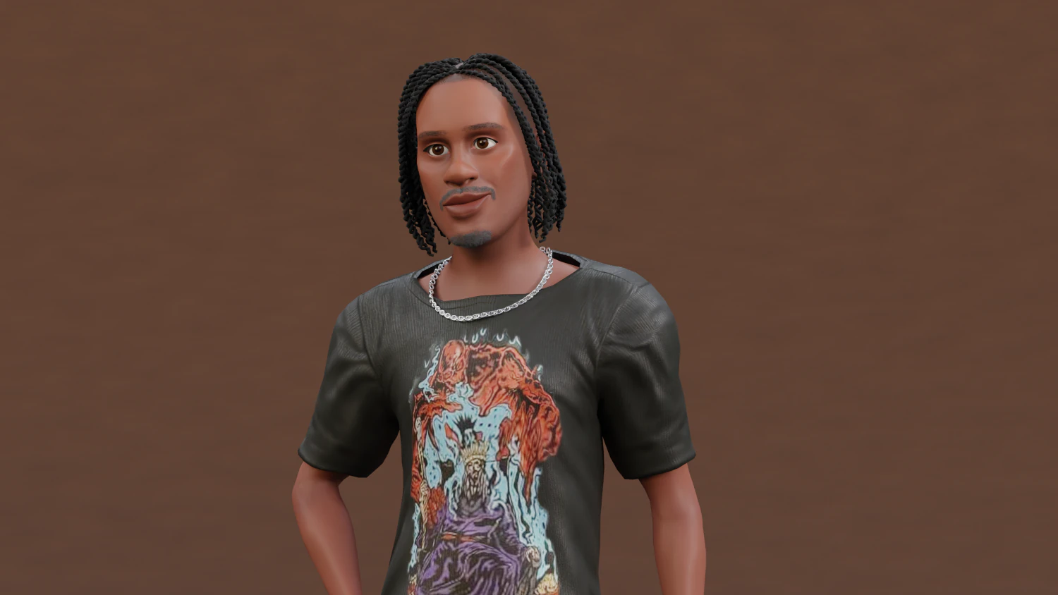 Afro boy cartoon black man boy Rigged 3D Model .c4d .max .obj .3ds .fbx .stl .blend 