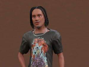 Afro boy cartoon black man boy Rigged 3D Model