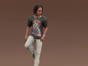 Afro boy cartoon black man boy Rigged 3D Model