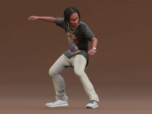 Afro boy cartoon black man boy Rigged 3D Model