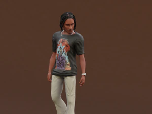 Afro boy cartoon black man boy Rigged 3D Model