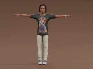 Afro boy cartoon black man boy Rigged 3D Model