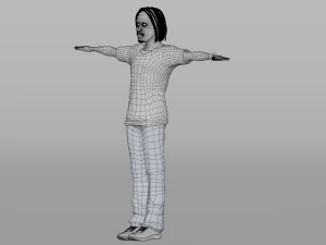 Afro boy cartoon black man boy Rigged 3D Model