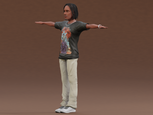 Afro boy cartoon black man boy Rigged 3D मॉडल