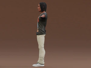 Afro boy cartoon black man boy Rigged 3D Model