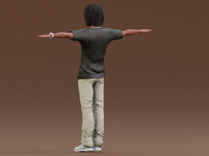 Afro boy cartoon black man boy Rigged 3D मॉडल
