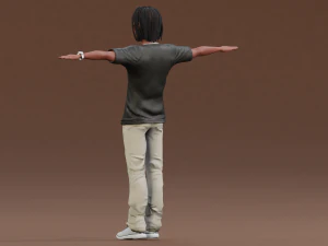 Afro boy cartoon black man boy Rigged 3D Model