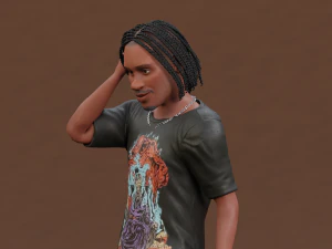 Afro boy cartoon black man boy Rigged 3D Model