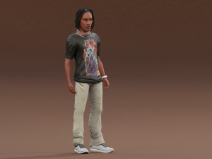 Afro boy cartoon black man boy Rigged 3D मॉडल