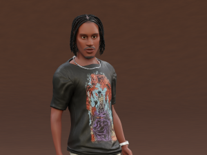 Afro boy cartoon black man boy Rigged 3D मॉडल