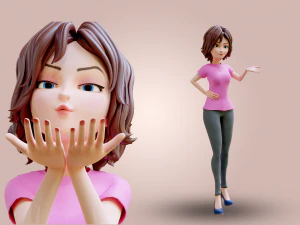 Donna del fumetto truccata Modello 3D