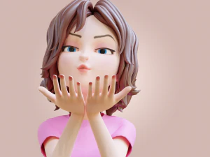 Cartoon Woman Rigged 3D Model