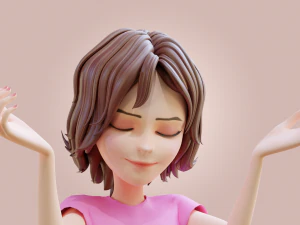Cartoon Woman Rigged 3D Model