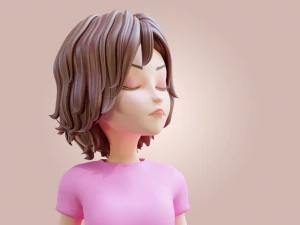 Cartoon Woman Rigged 3D Model