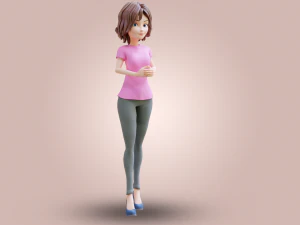 Cartoon Woman Rigged 3D Model