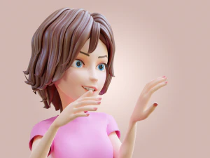 Cartoon Woman Rigged 3D Model