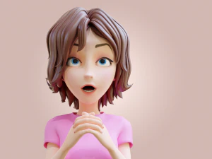 Cartoon Woman Rigged 3D Model
