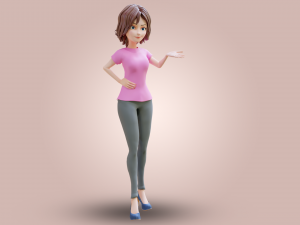 Cartoon Woman Rigged Modèle 3D