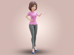 Cartoon Woman Rigged 3D Model