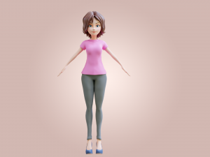 Cartoon Woman Rigged Modèle 3D