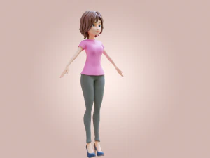 Cartoon Woman Rigged 3D Model