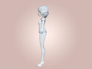 Cartoon Woman Rigged 3D Model
