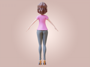 Cartoon Woman Rigged Modèle 3D