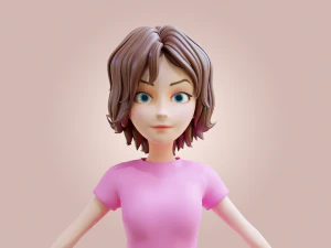 Cartoon Woman Rigged 3D Model