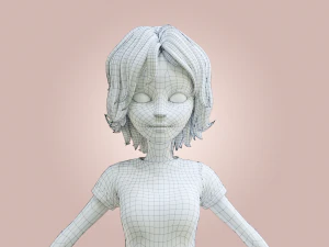 Cartoon Woman Rigged 3D Model
