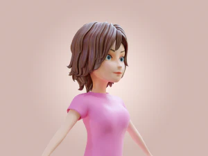 Cartoon Woman Rigged 3D Model