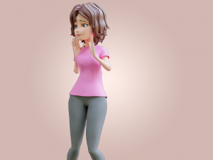 Cartoon Woman Rigged Modèle 3D