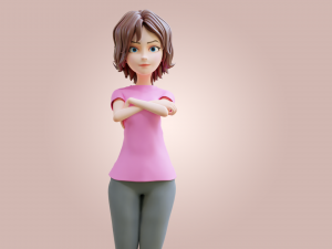 Cartoon Woman Rigged Modèle 3D