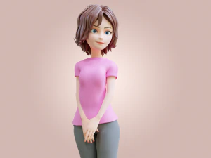 Cartoon Woman Rigged 3D Model