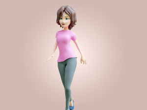 Cartoon Woman Rigged Modèle 3D