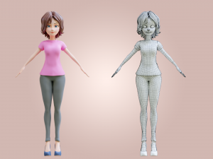 Cartoon Woman Rigged Modèle 3D