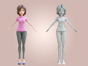 Cartoon Woman Rigged 3D Model