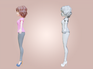 Cartoon Woman Rigged Modèle 3D