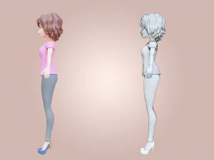 Cartoon Woman Rigged 3D Model