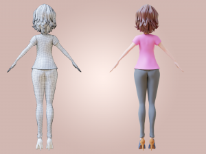 Cartoon Woman Rigged Modèle 3D