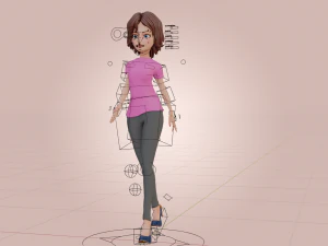 Cartoon Woman Rigged 3D Model