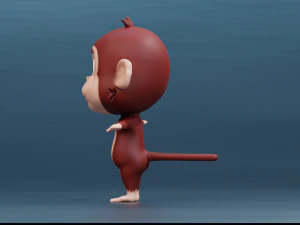 Cute Cartoon Monkey Rigged 3D Model