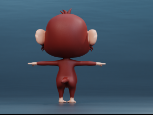 Cute Cartoon Monkey Rigged 3D Model