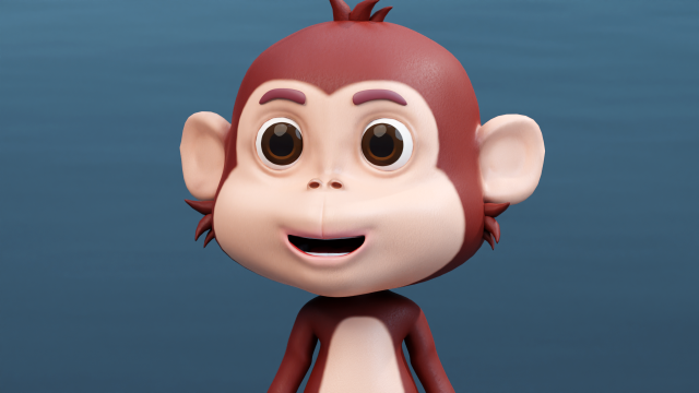Cute Cartoon Monkey Rigged 3D Model .c4d .max .obj .3ds .fbx .stl .blend