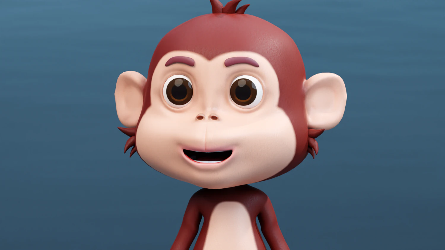 Cute Cartoon Monkey Rigged 3D Model .c4d .max .obj .3ds .fbx .stl .blend 