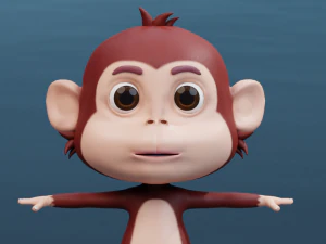 Cute Cartoon Monkey Rigged 3D Model